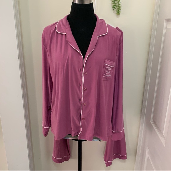 Mentally Exhausted Embroidered Pocket loungewear Sleepwear Set size XL - Picture 4 of 15